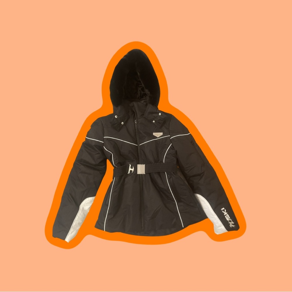 PRETTYLITTLETHING SKI Black Faux Fur Hooded Belted Jacket (12)
